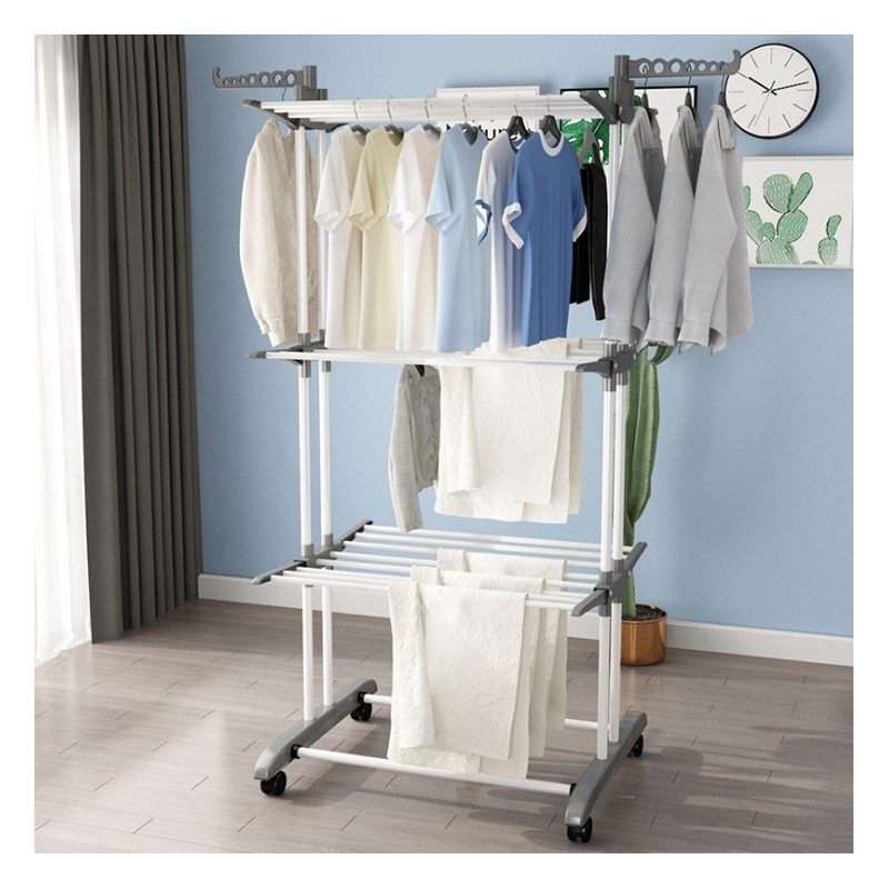 Suszarka na pranie duża pionowa składana biało szara stojąca SU02 - obrazek 2