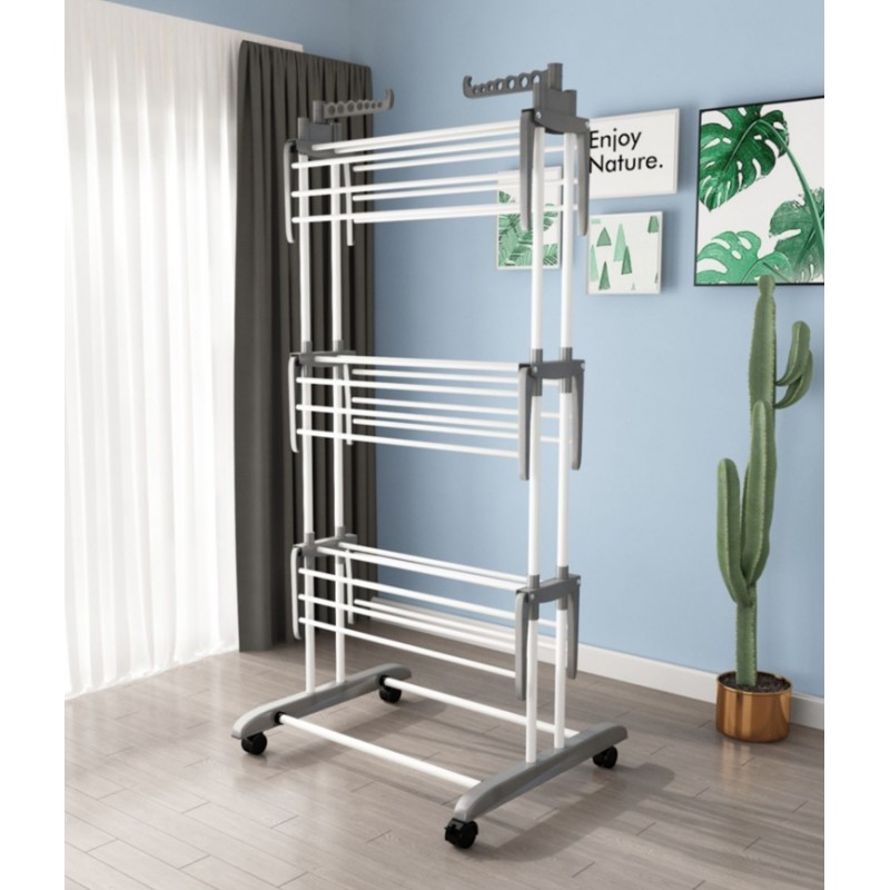 Suszarka na pranie duża pionowa składana biało szara stojąca SU02 - obrazek 3