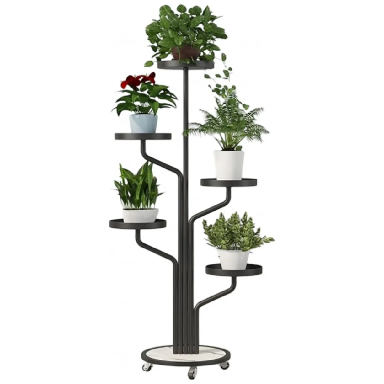 Kwietnik, regał, stojak na kwiaty metalowy okrągły na kółkach 130х40cm SZ38CZ