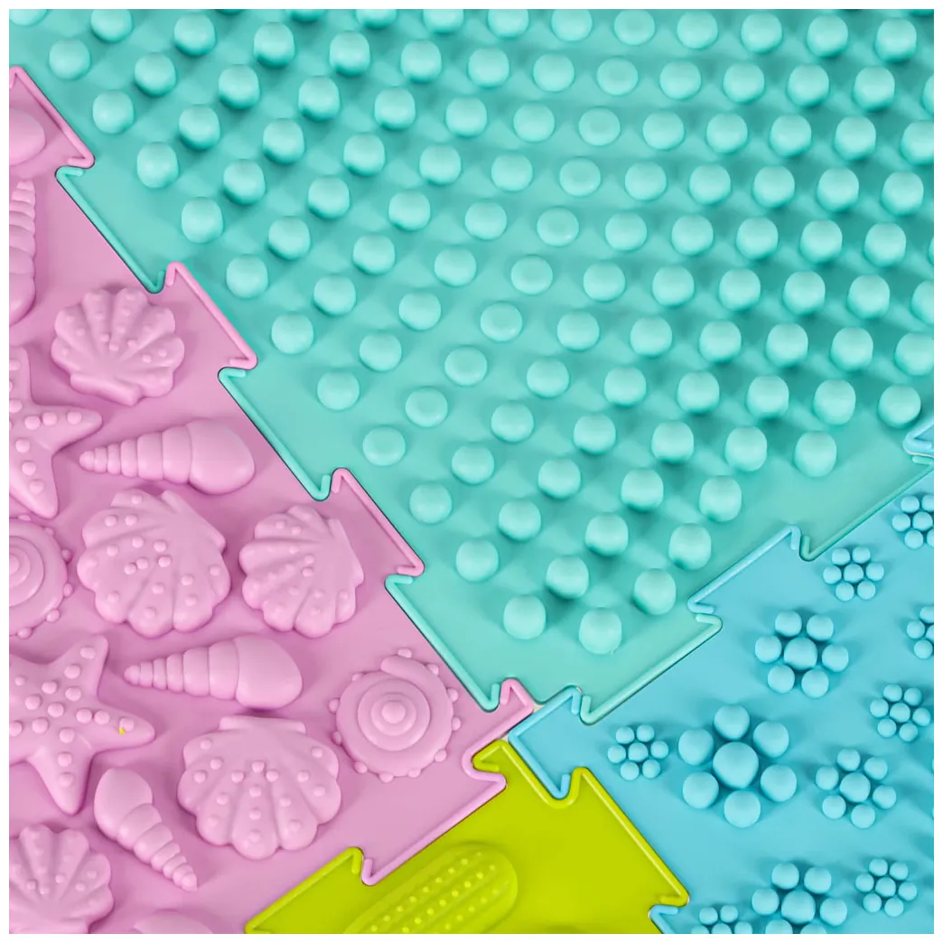 Mata sensoryczna puzzle Montessori do masażu stóp 8 pastelowych elementów - obrazek 5