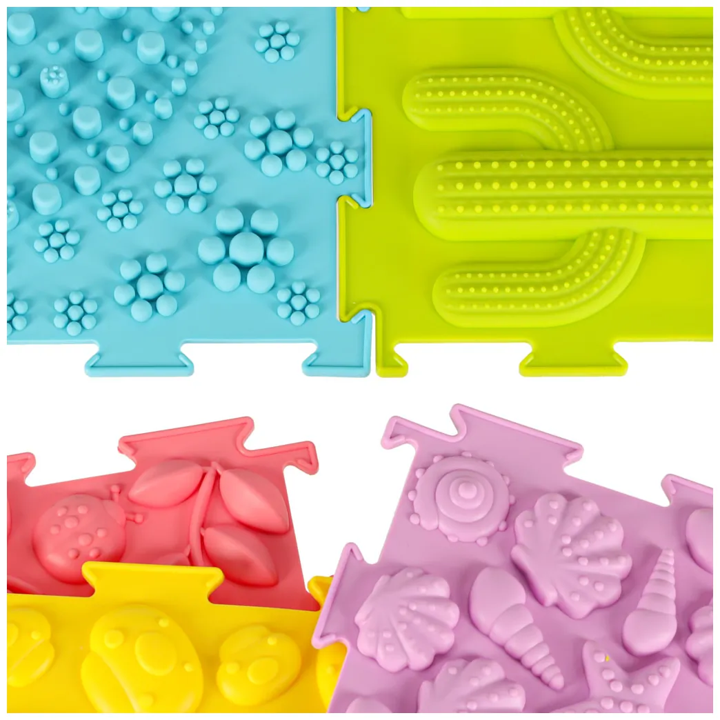 Mata sensoryczna puzzle Montessori do masażu stóp 8 pastelowych elementów - obrazek 6