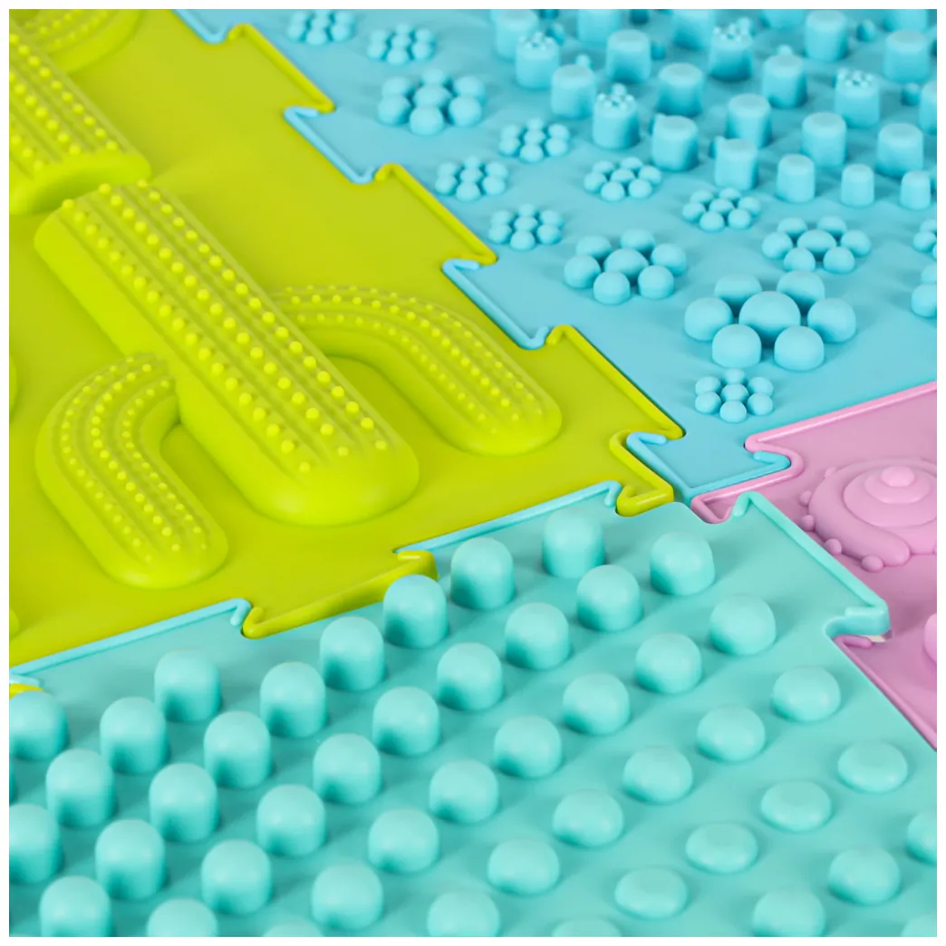 Mata sensoryczna puzzle Montessori do masażu stóp 8 pastelowych elementów - obrazek 8