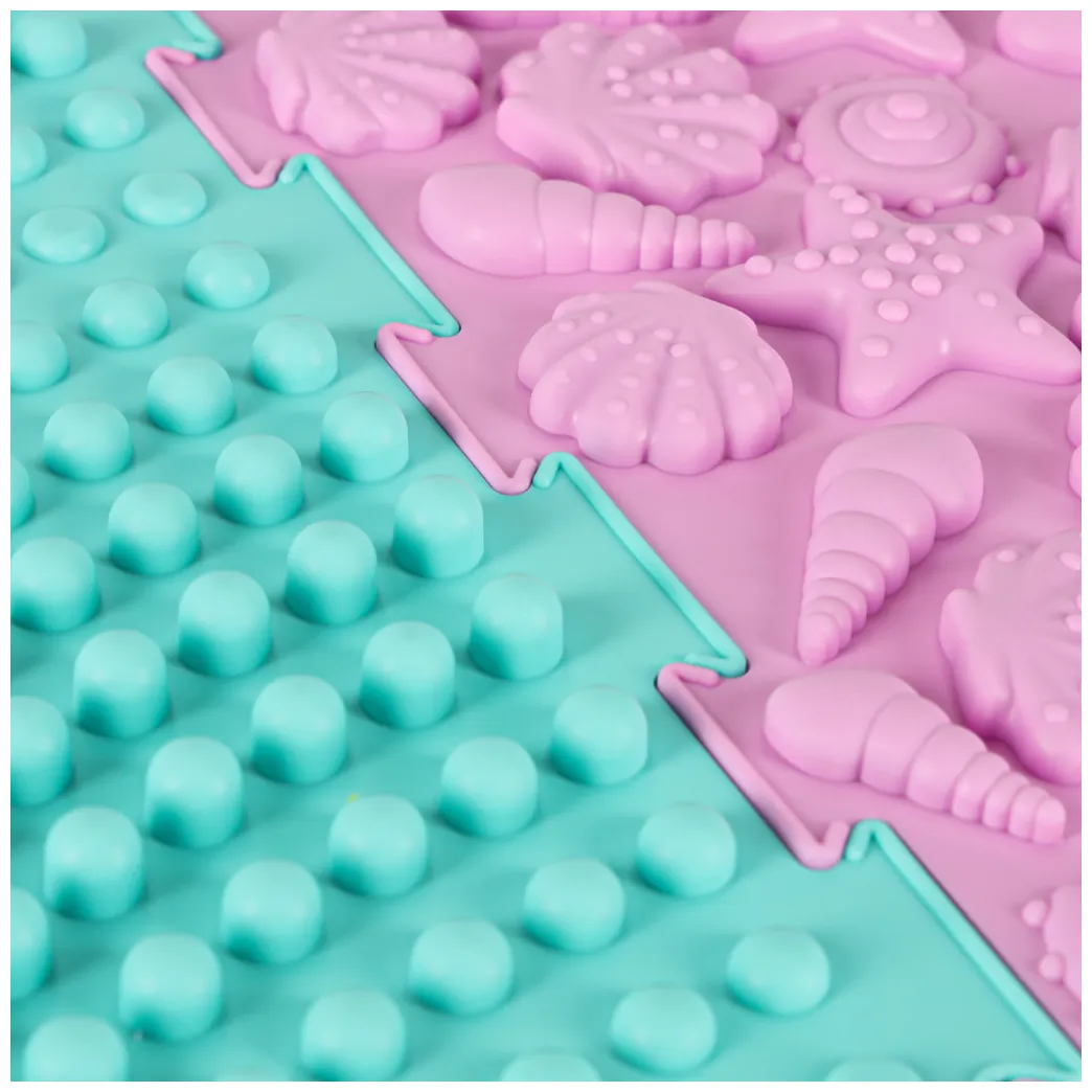 Mata sensoryczna puzzle Montessori do masażu stóp 8 pastelowych elementów - obrazek 9