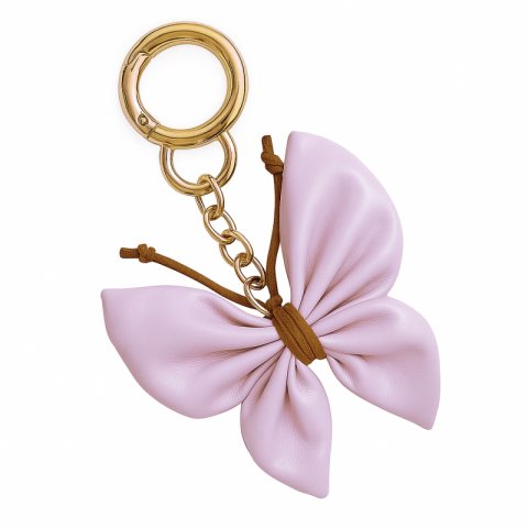 Brelok do kluczy skórzany MOTYL, KOKARDKA jasny fiolet BRL367FIO
