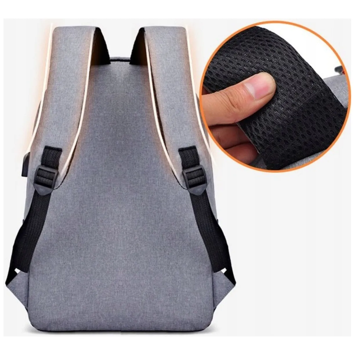Plecak sportowy USB szary - obrazek 7