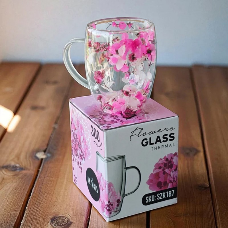 Szklanka termiczna z kwiatami w środku 300ml 1szt SZK187 - obrazek 2