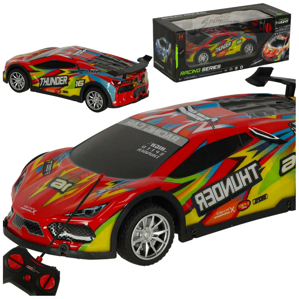 Samochód RC sportowy zdalnie sterowany na pilot auto wyścigowe drift z LED światłami czerwony