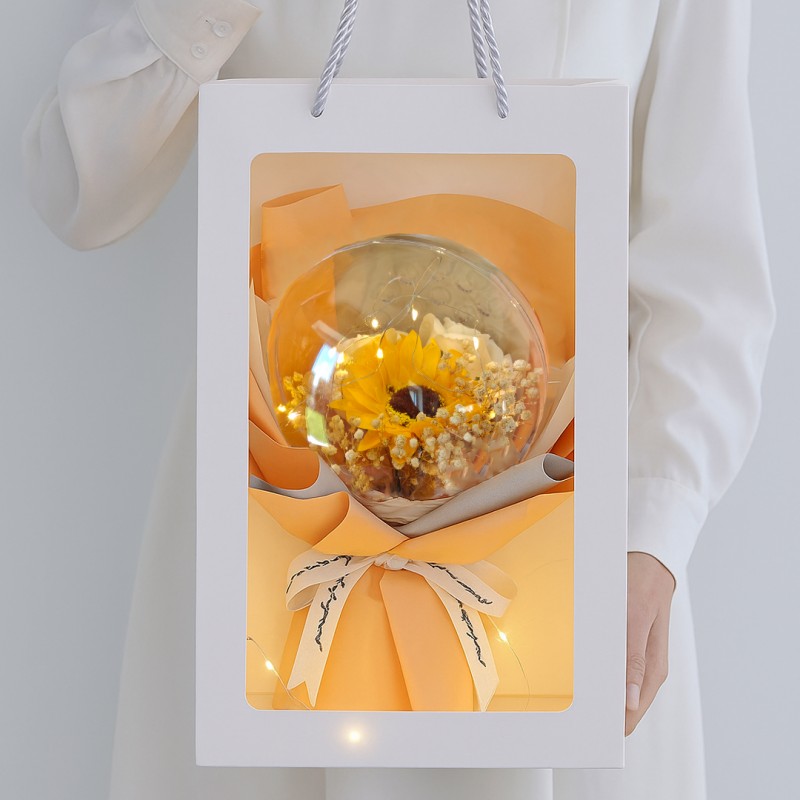 Bukiet zapachowych kwiatów mydlanych w torebce na prezent, kula, świecące LED - BUK14ZO - obrazek 4