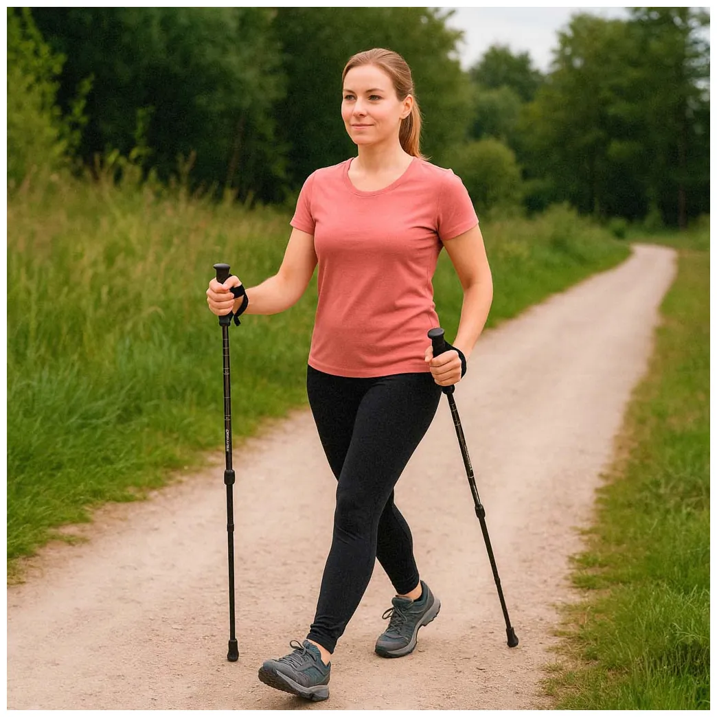 Kije trekkingowe do nordic walking składane aluminiowe czarne 2 szt. - obrazek 8