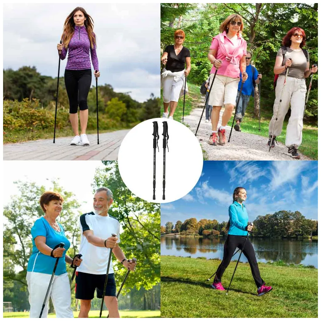 Kije trekkingowe do nordic walking składane aluminiowe czarne 2 szt. - obrazek 9