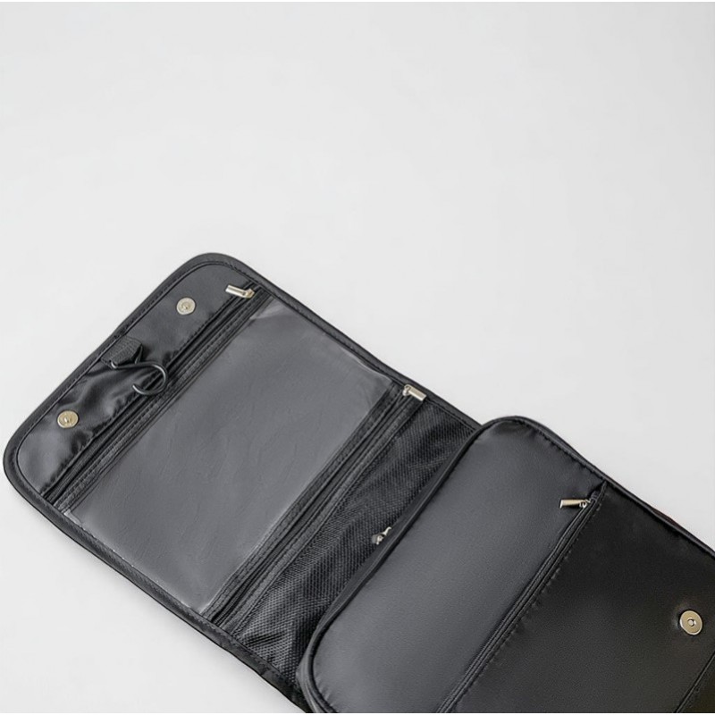 Kosmetyczka rozkładana elegancka kuferek etui z rączką czarna KS153CZ - obrazek 4