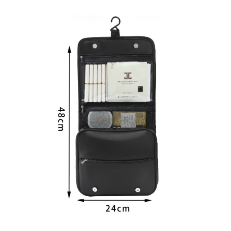 Kosmetyczka rozkładana elegancka kuferek etui z rączką czarna KS153CZ - obrazek 6