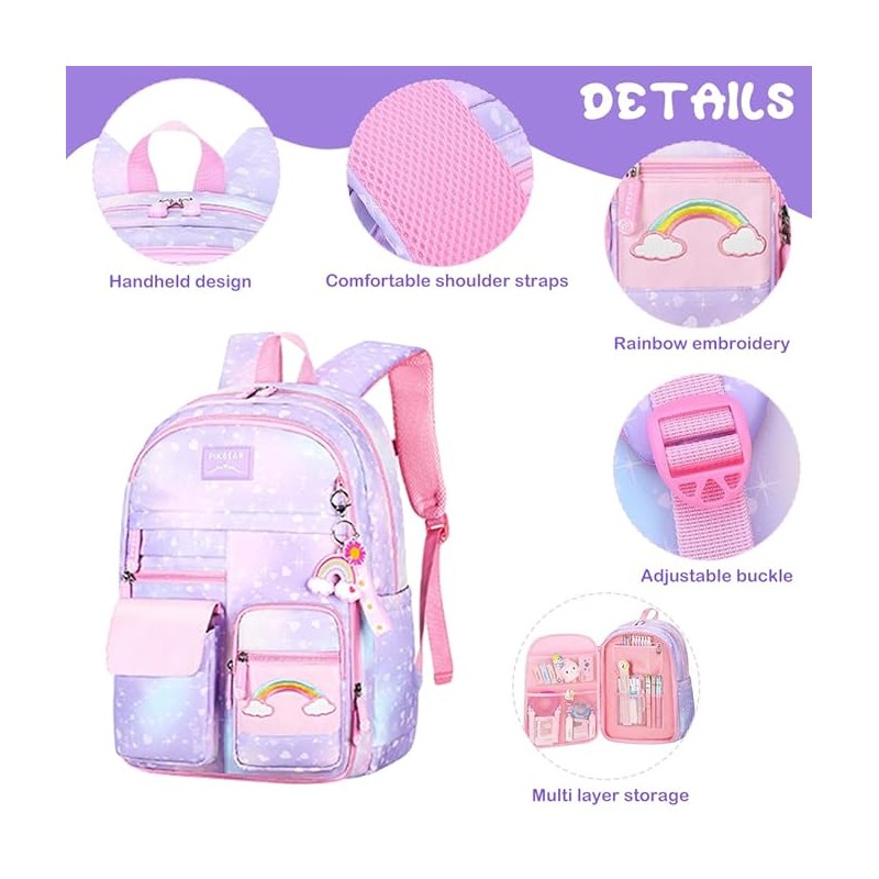 Plecak RAINBOW sweet szkolny uniwersalny z brelokiem, kieszonki PL161 - obrazek 4