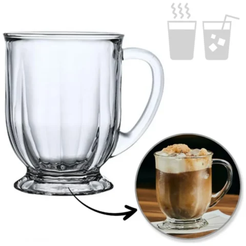 Duża szklanka ryflowana 500 ml do kawy i herbaty szkło odporne