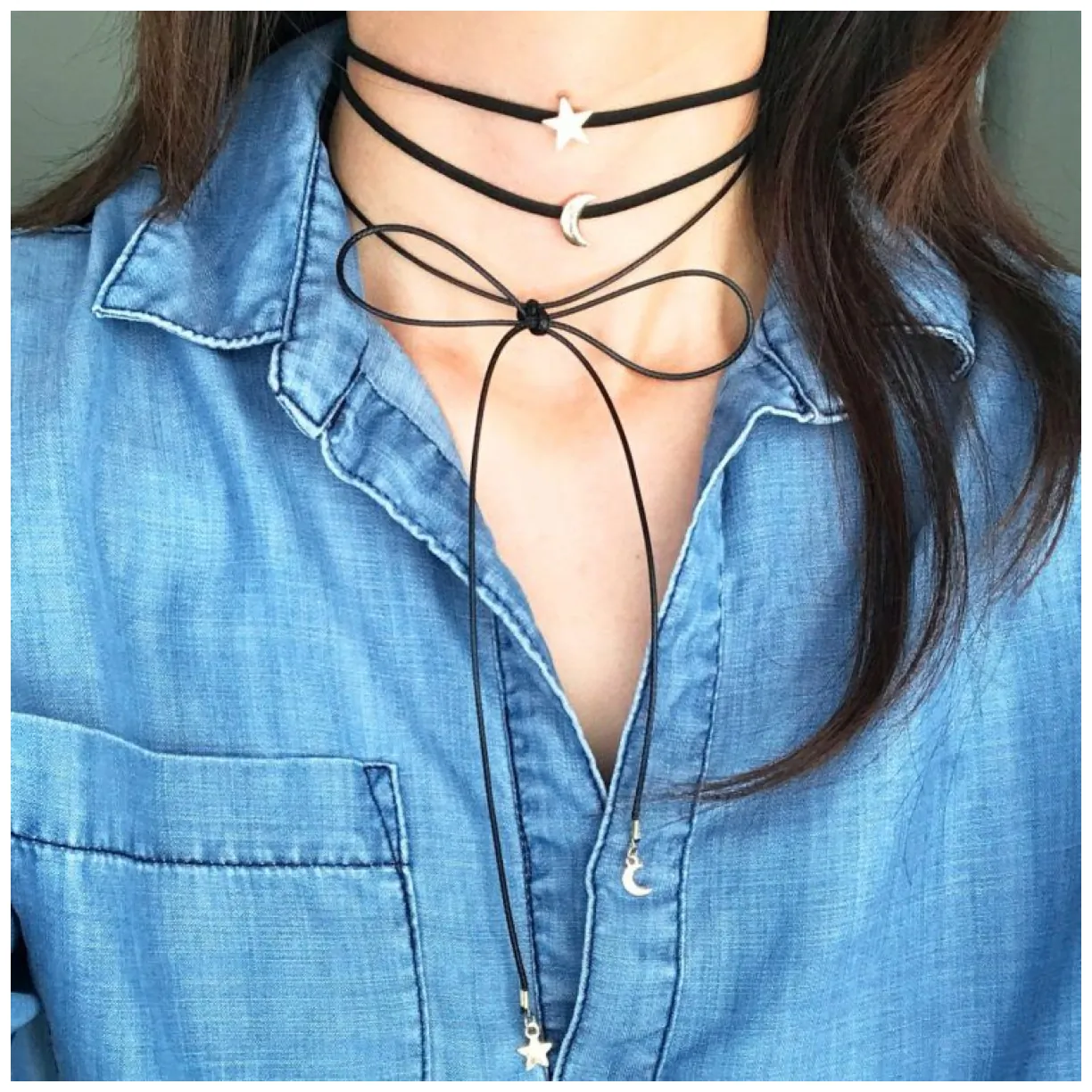 NASZYJNIK CHOKER MOON STAR - N481