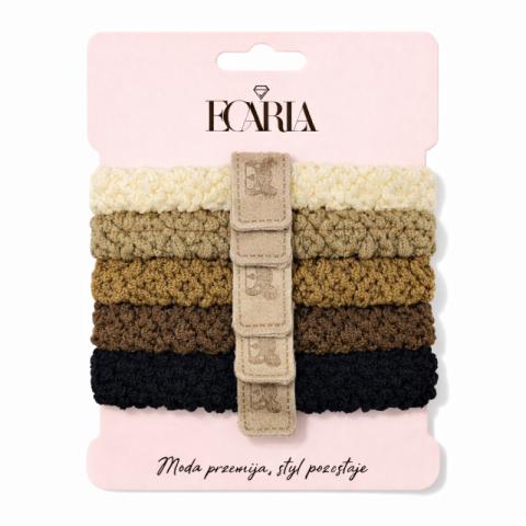 Zestaw frotek gumek 5w1 na plakietce, misie brąz beż GUM191