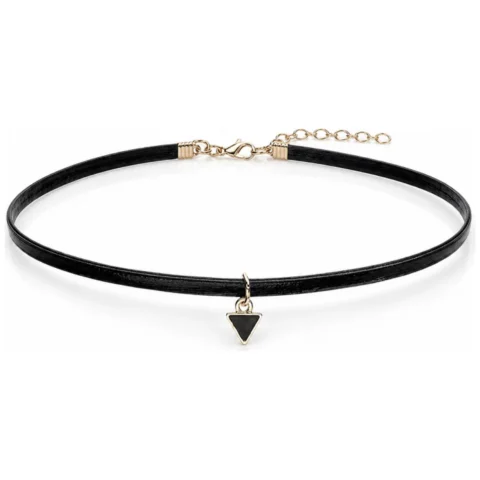 Naszyjnik, czarny choker z ozdobnym trójkącikiem