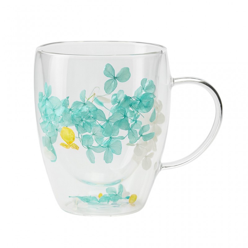 Szklanka termiczna z kwiatami w środku, hortensje zielone 300 ml 1szt SZK179ZIE - obrazek 2