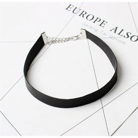 NASZYJNIK CHOKER SKÓRZANY - CZARNY N480CZ
