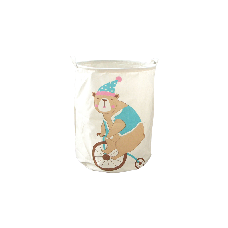 Pojemnik na zabawki kosz, worek na pranie MIŚ NA ROWERZE 35x45 cm OR2WZ122 - obrazek 2