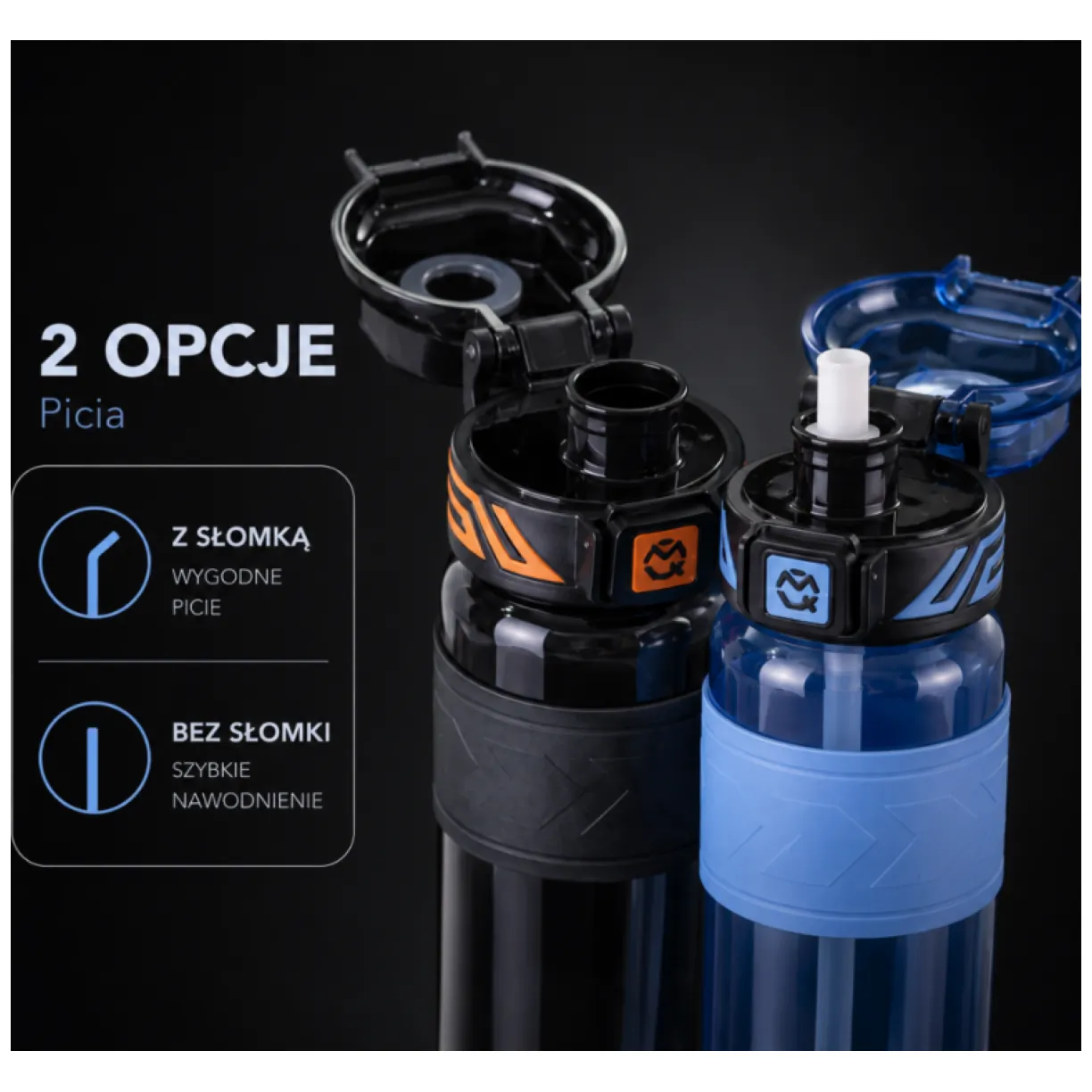 Butelka na wodę, sportowy bidon z miarką 680ML czarny BD64CZ - obrazek 3