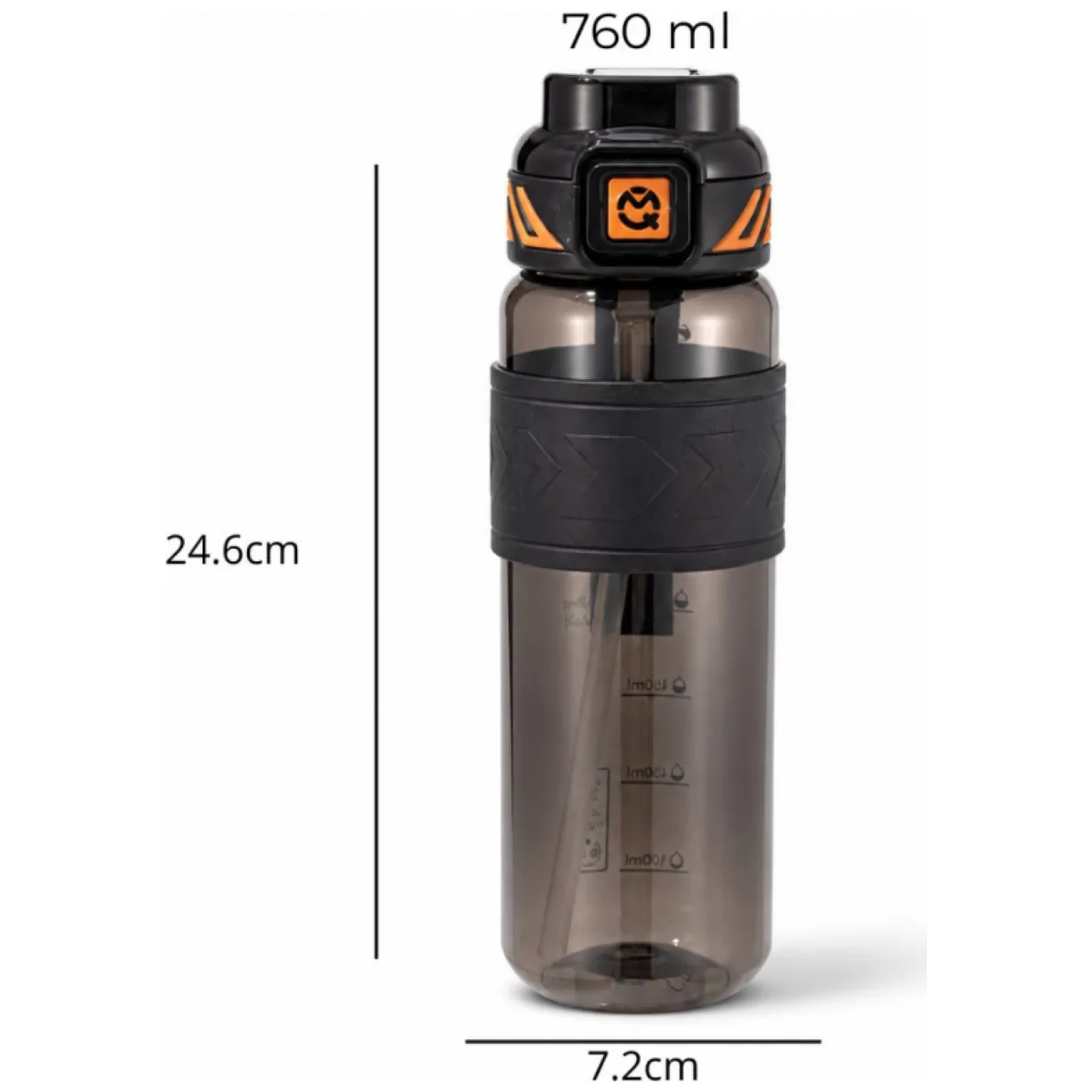 Butelka na wodę, sportowy bidon z miarką 680ML czarny BD64CZ - obrazek 7
