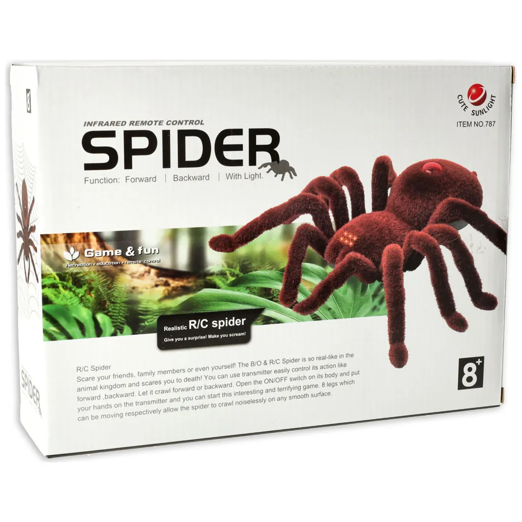 Zdalnie sterowany włochaty pająk tarantula z pilotem i świecącymi oczami - obrazek 9