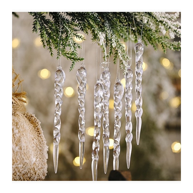 Zestaw sopli wiszących Sople na choinkę 12 sztuk BOŻE NARODZENIE 12,5 cm długie WOZ19 - obrazek 2