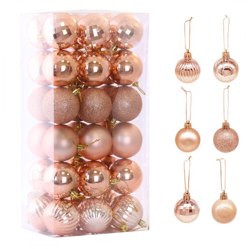 Komplet bombek 36szt w opakowaniu różowe złoto 5,5cm, bombki na choinkę BSN08WZ4 - obrazek 2