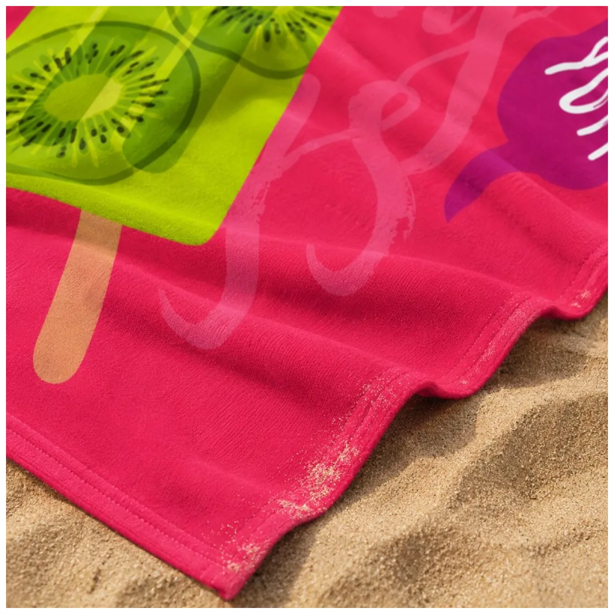 Ręcznik plażowy, na basen YUM, różowy, lód KIWI 150x70 - obrazek 4