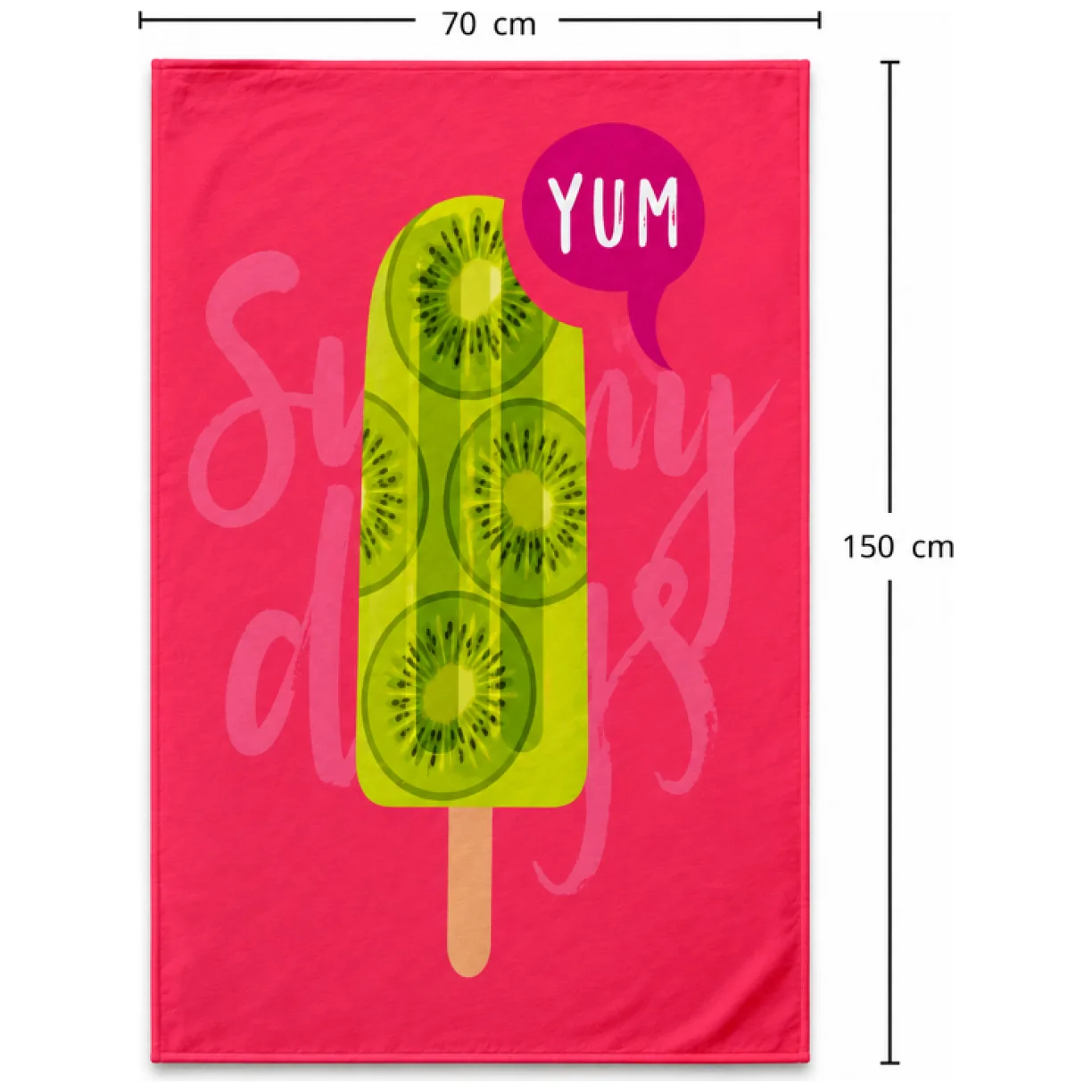 Ręcznik plażowy, na basen YUM, różowy, lód KIWI 150x70 - obrazek 6