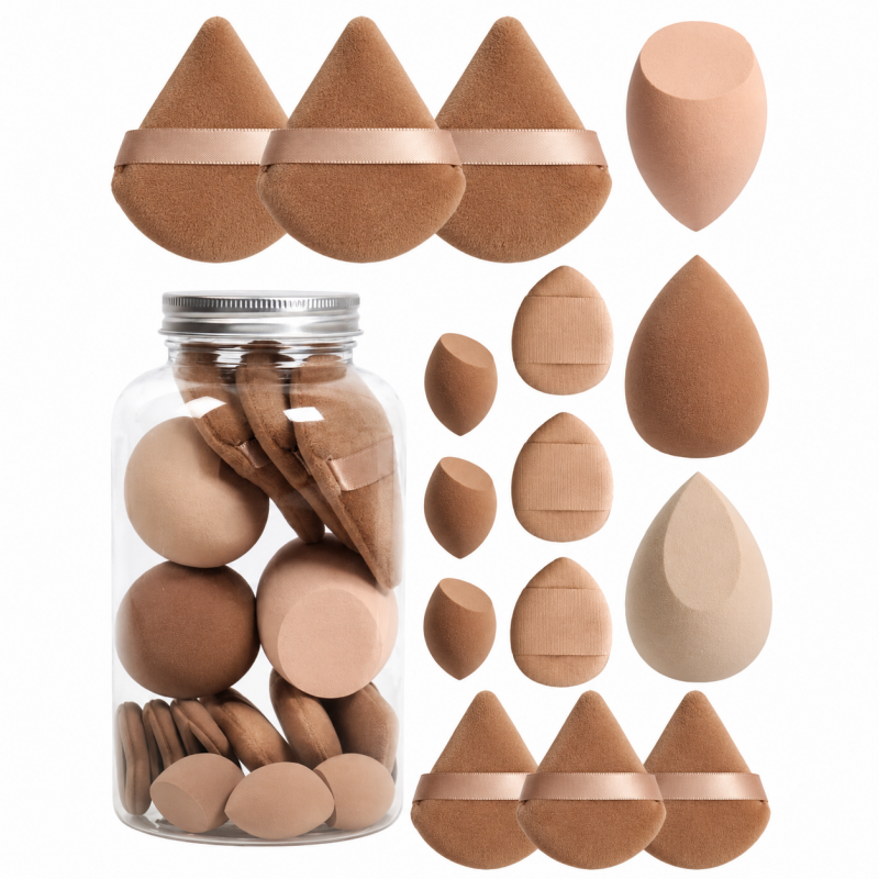 Zestaw 15 gąbeczek do makijażu BROWN CREAM DUO GB21BR