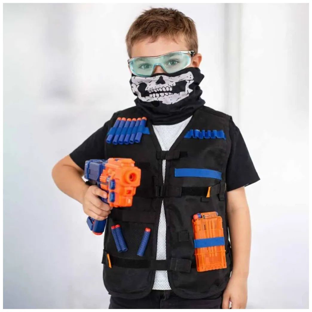Kamizelka taktyczna z zestawem: 20 strzałek, magazynek, okulary, bandana - obrazek 4