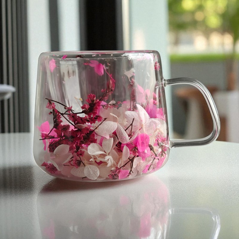 Szklanka termiczna z hortensją w środku róż 180 ml 1szt SZK188 - obrazek 3