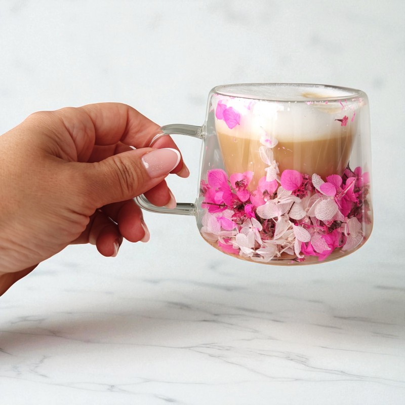 Szklanka termiczna z hortensją w środku róż 180 ml 1szt SZK188 - obrazek 4