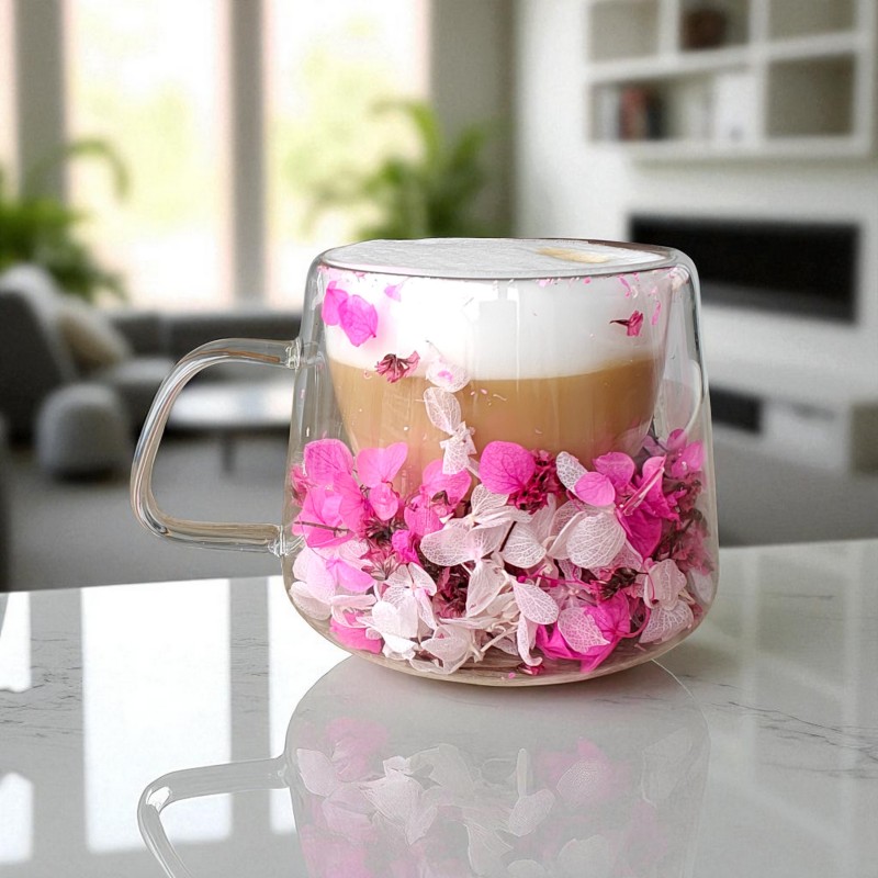 Szklanka termiczna z hortensją w środku róż 180 ml 1szt SZK188 - obrazek 5