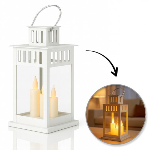 Lampion dekoracyjny LED z imitacją świecy 8 x 15 cm - LAMP57B