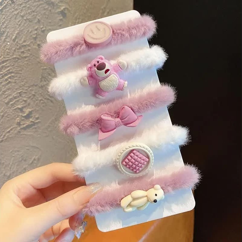 Zestaw frotek gumek do włosów 5w1 na plakietce PUCHATE GUM175 - obrazek 2