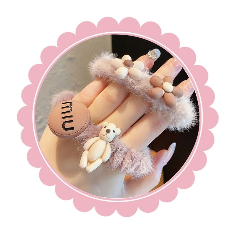 Zestaw frotek gumek do włosów 5w1 na plakietce PUCHATE GUM175 - obrazek 3