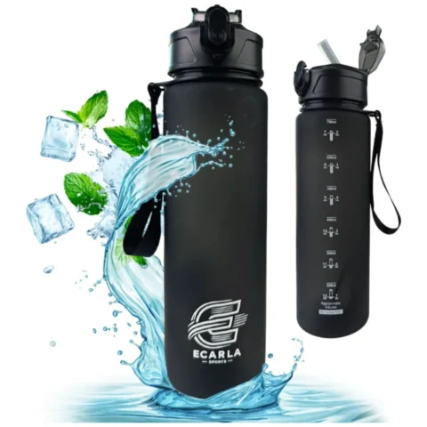 Butelka na wodę, sportowy bidon matowy 750ML czarny ECARLA SPORTS BD48