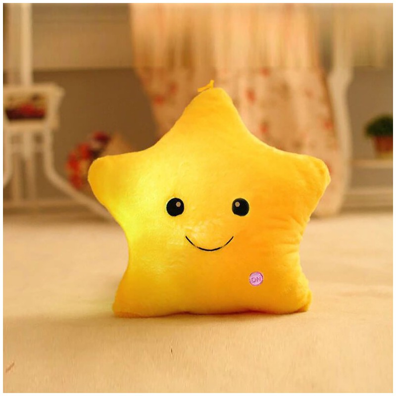 Poduszka w kształcie Gwiazdki Żółta Ombre LED, piękna welurowa 40x35 cm PDS19 - obrazek 3