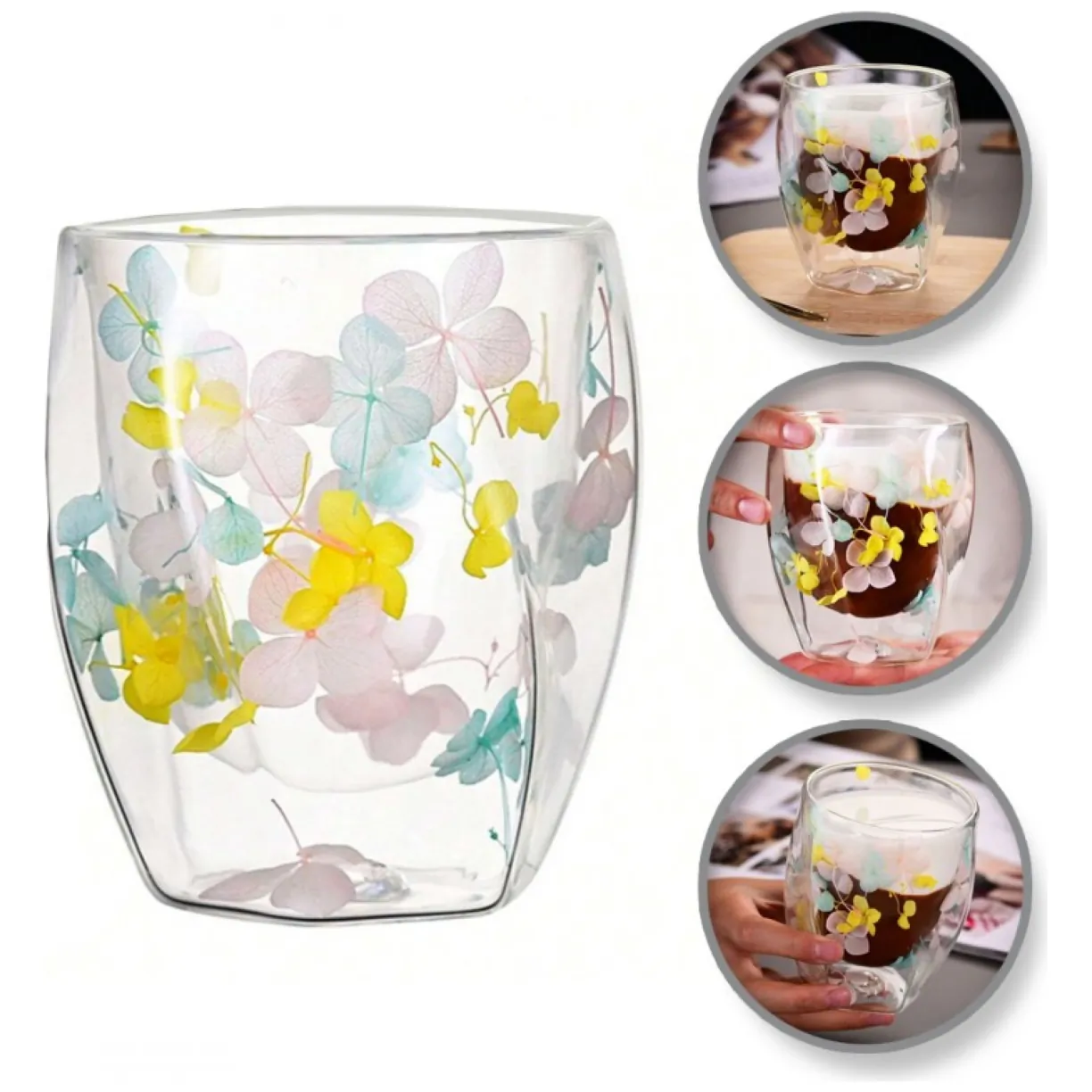 Szklanka termiczna z hortensją żółtą, niebieską i różową 250 ml 1szt SZK88 - obrazek 5
