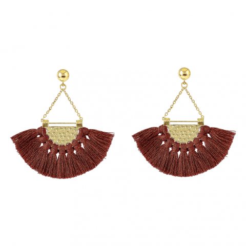 KOLCZYKI KOŁA FRĘDZLE CHWOST BORDOWE K646BOR