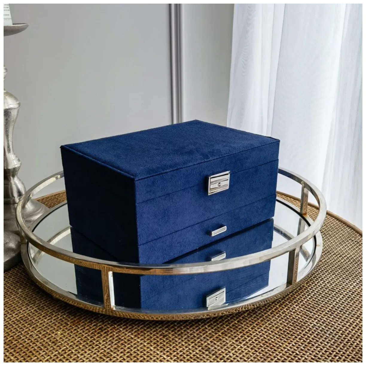 Szkatułka na biżuterię kuferek etui organizer kobalt PD119GRAN - obrazek 5