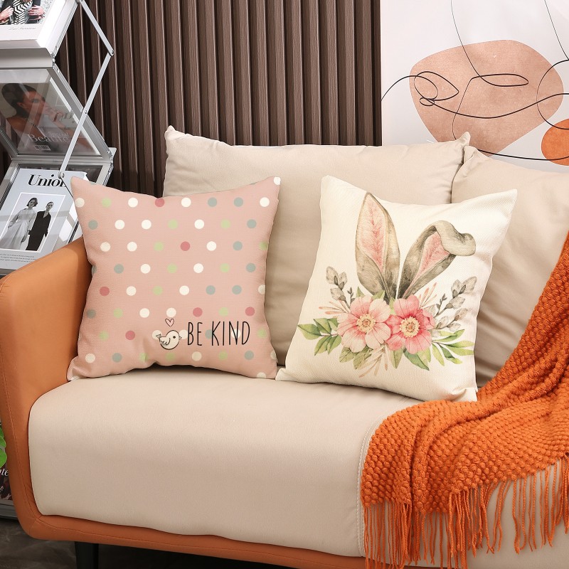 Lniana poszewka na poduszkę 45 x 45 cm motyw wiosenny POD224 - obrazek 3