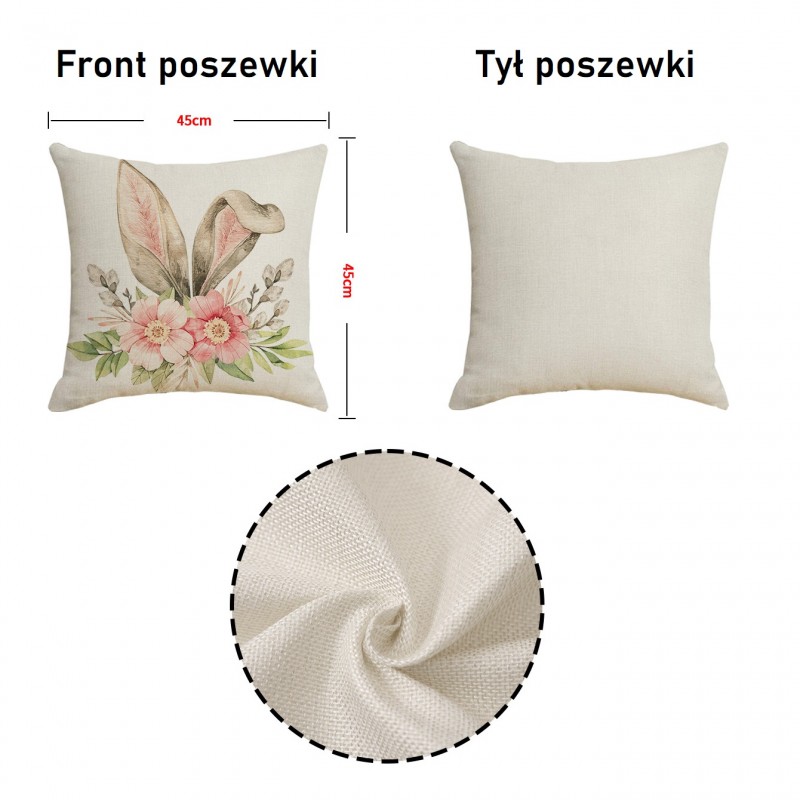 Lniana poszewka na poduszkę 45 x 45 cm motyw wiosenny POD224 - obrazek 5