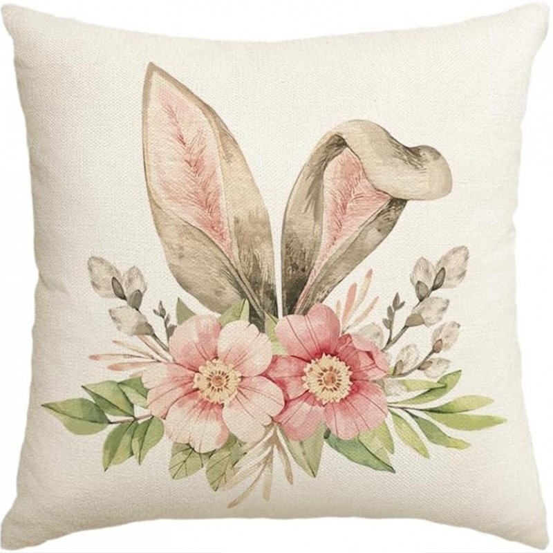 Lniana poszewka na poduszkę 45 x 45 cm motyw wiosenny POD224