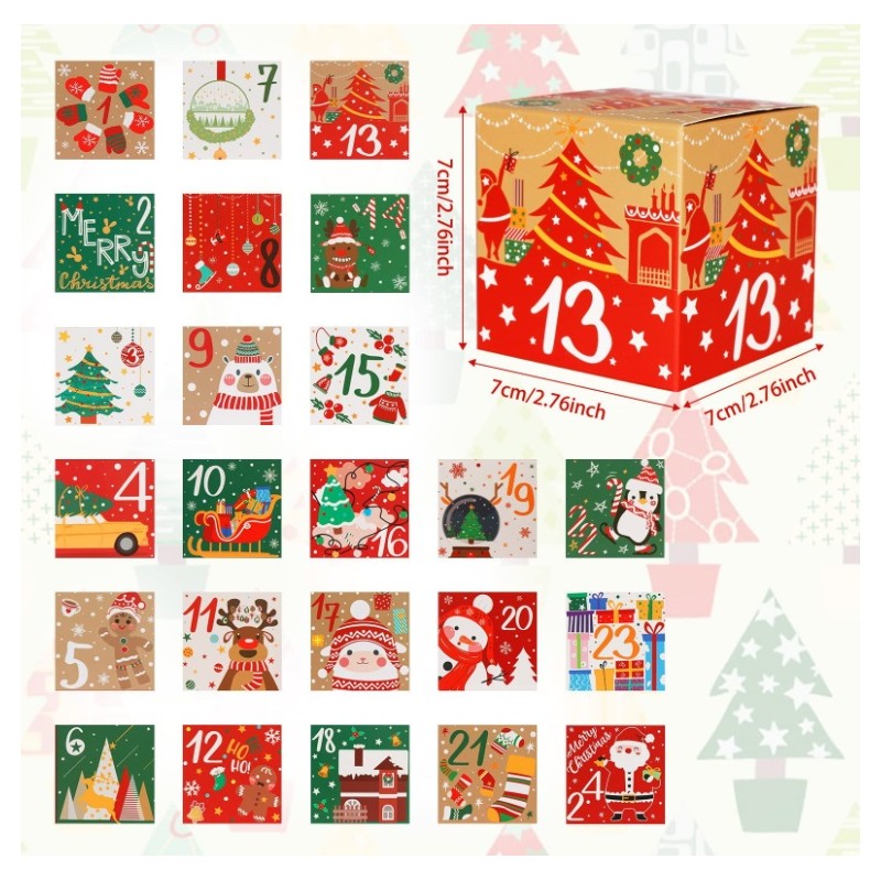 Kalendarz adwentowy DIY 24 kolorowe pudełeczka do otwierania piękny wzór KSN101 - obrazek 4