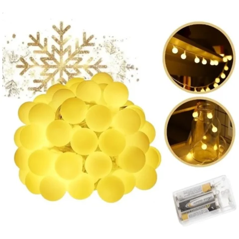 Światełka lampki kulki wewnętrzne/ zewnętrzne 71 LED Białe Ciepłe, 2 tryby
