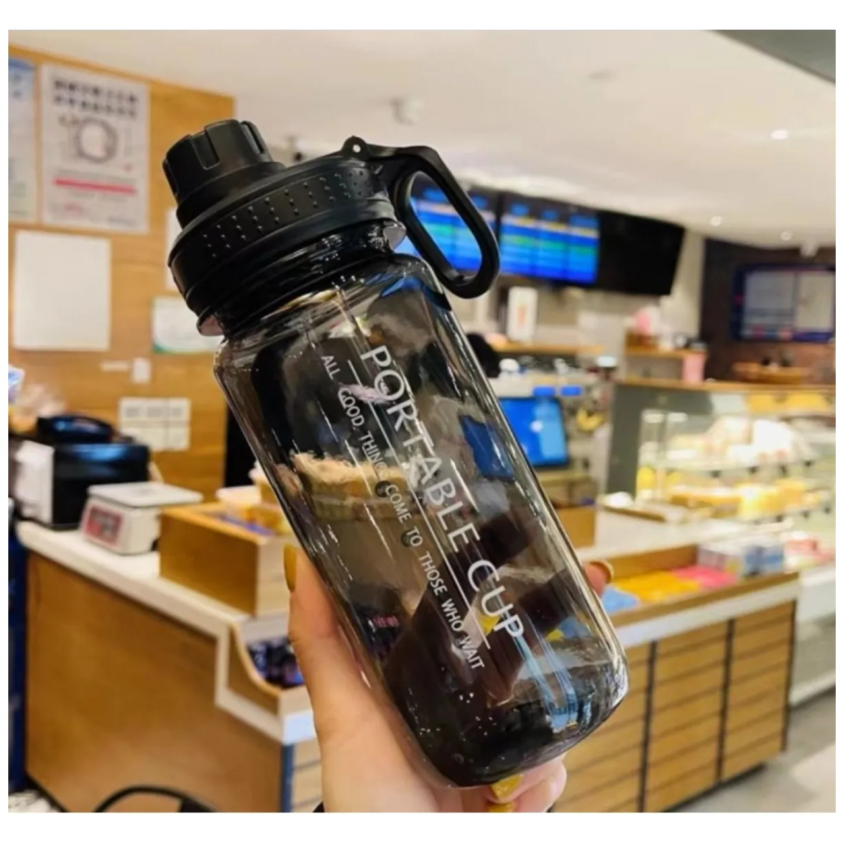 BUTELKA NA WODĘ BIDON NA SIŁOWNIĘ FITNESS 600ml przenośny mały BD04 - obrazek 3